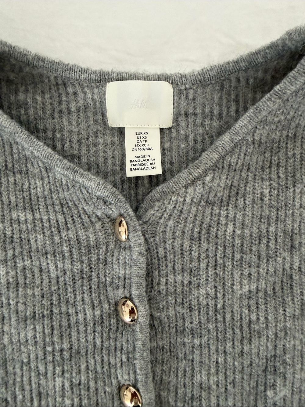 H&M Gray Ribbed Button Cardigan - Picture 2 of 7